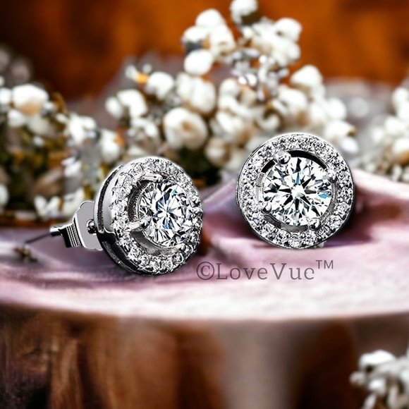 Certified 1ct. t.w. Diamond Round Halo Stud Earrings VVS1 GRA Certified - Picture 6 of 16